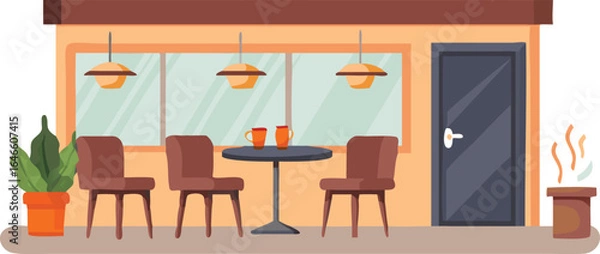 Fototapeta A restaurant interior featuring neatly arranged chairs and tables for dining.