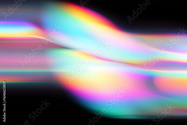 Obraz light leak overlay effect with blur rainbow light leaks,retro grain noisy film distressed texture light leak flare on black background,abstract background with gradient iridescent shape