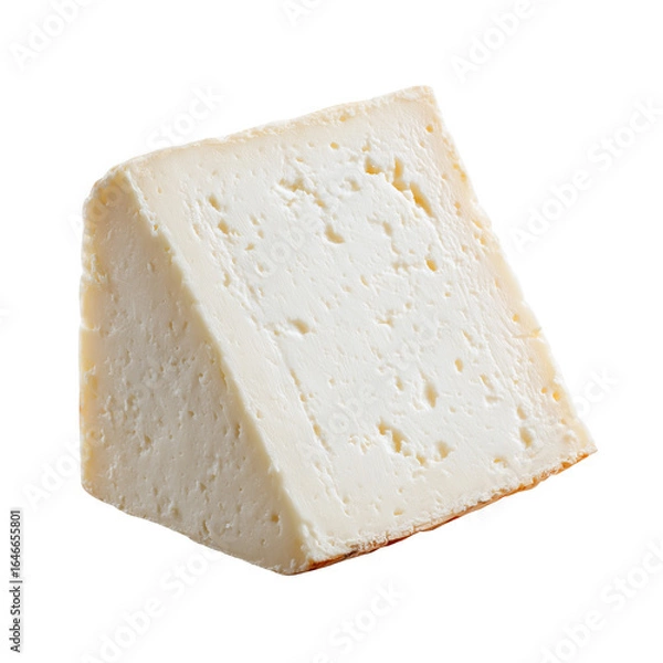 Obraz A single thin, square slice of panela cheese, front-facing view, extremely realistic, ultra photorealistic, pure white color.