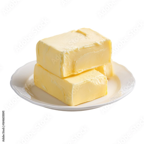Obraz butter on a plate isolated on a white background