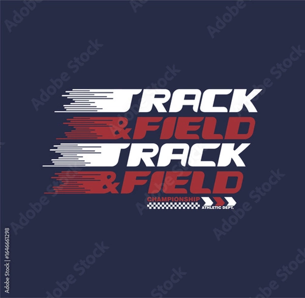 Fototapeta track and field graphic t-shirt design vector illustration