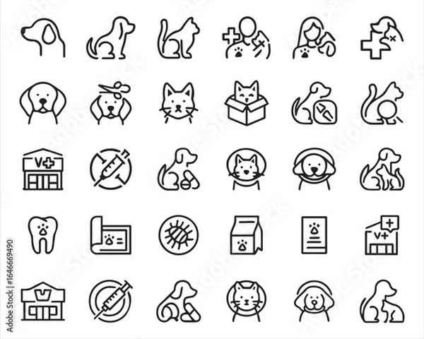 Obraz Veterinary related, pixel perfect, editable stroke, up scalable square line vector icon