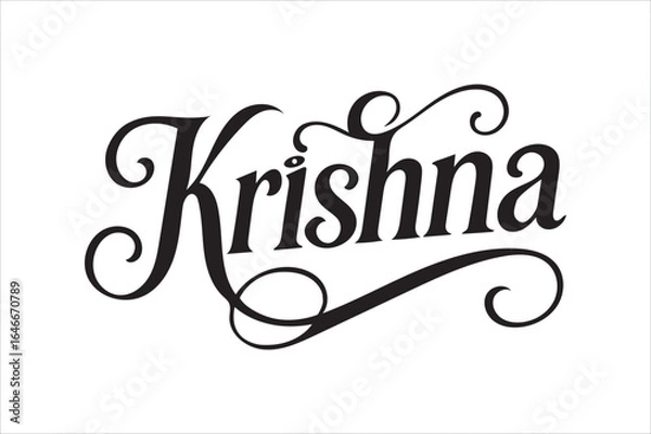 Fototapeta Vintage Typography Design of the Word Krishna with Ornate Flourishes