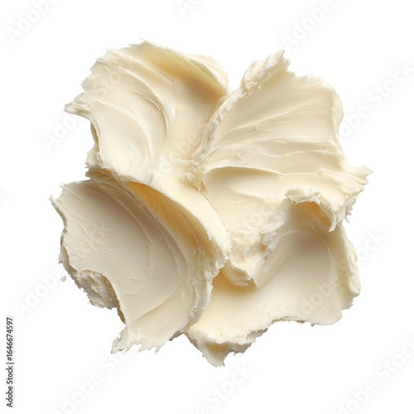Obraz raw shea butter arranged in an elegant, minimalist way on a clean white background. The shea butter appears soft and creamy