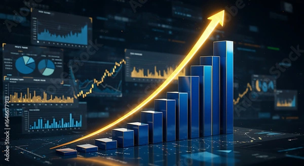 Fototapeta Concept of business performance or stock trading graphs that have higher profits and successful. economy, finance, sale, background, business profits .