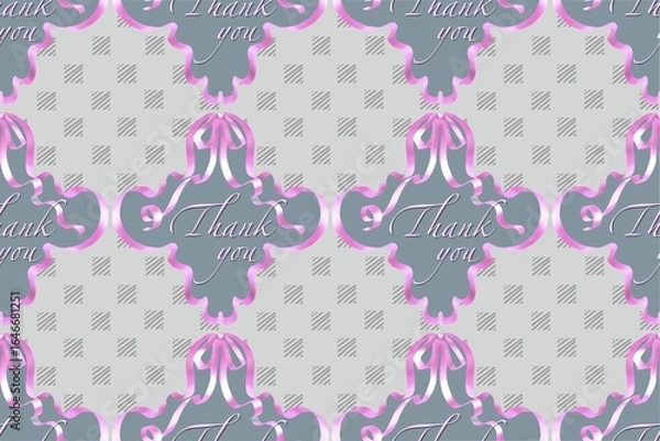 Fototapeta Thank You Seamless Pattern with Elegant Ribbon Frames
