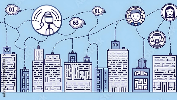 Fototapeta Medical technology A city-wide mental health support network links crisis hotlines, AI-powered chatbots, and mobile counselors, ensuring accessible care(1)