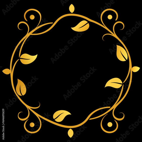 Fototapeta Elegant golden floral swirl border design