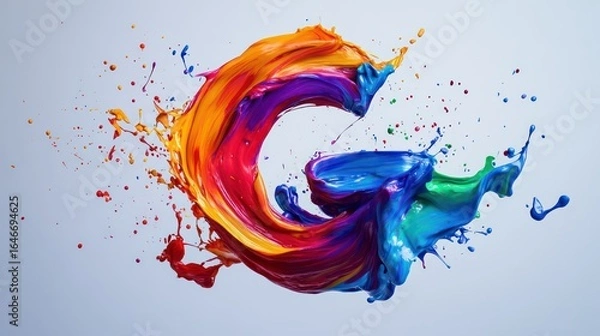 Fototapeta Vibrant Paint Explosion: A Dynamic Swirl of Color and Splatter on a Light Background
