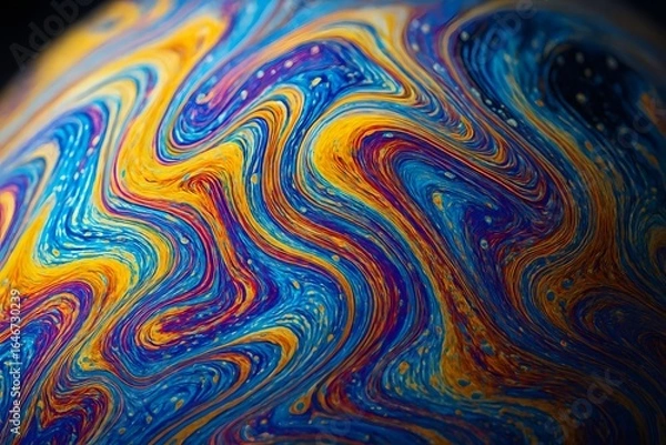 Fototapeta Abstract Colorful Swirling Pattern with Vibrant Blue Yellow and Red Tones for Artistic and Decorative Use