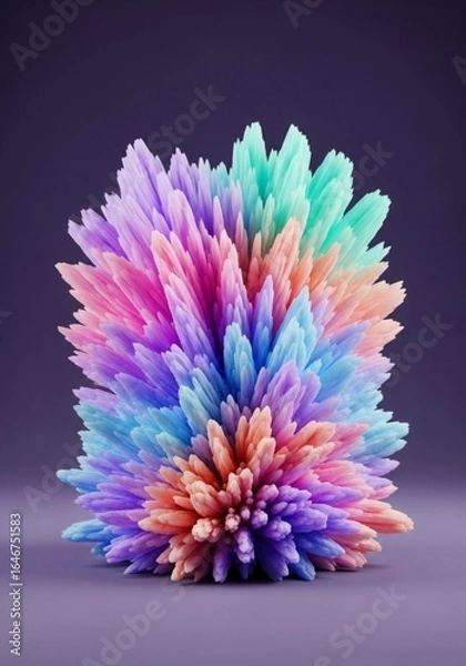 Fototapeta Vibrant Pastel Crystal Bloom Abstract Art in Rainbow Gradient.