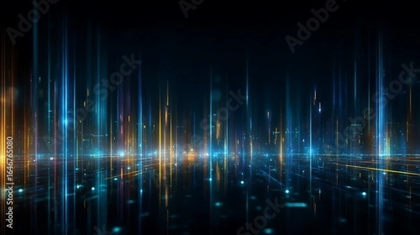 Obraz Abstract Glowing Light Streams on Dark Background