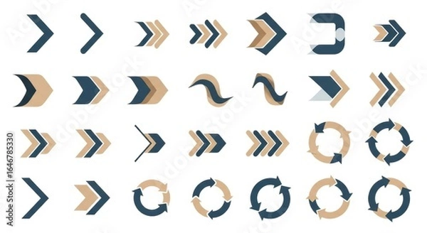 Fototapeta Collection of various arrow shapes and directional icons for design and navigation