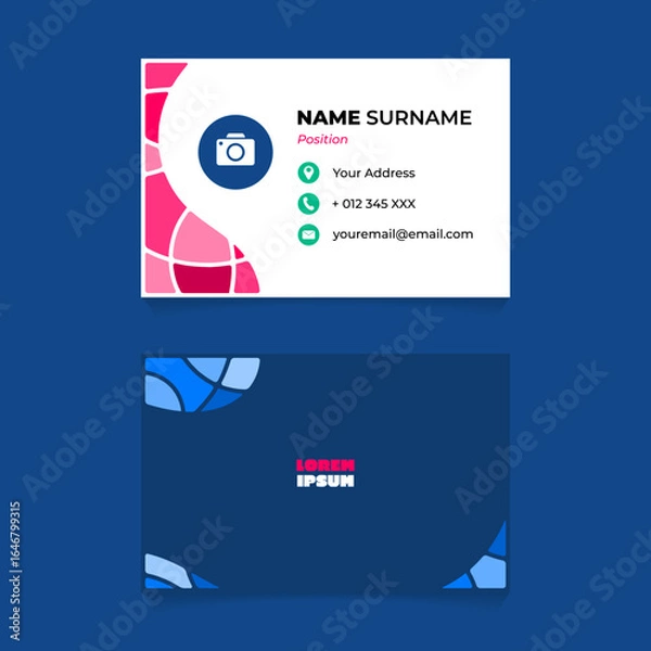 Fototapeta Name Card Design with Abstract Rounded Wave Mosaic