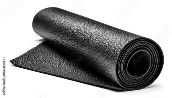 Fototapeta Rolled-up black exercise mat