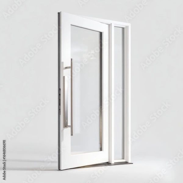Obraz A white door with a glass door handle