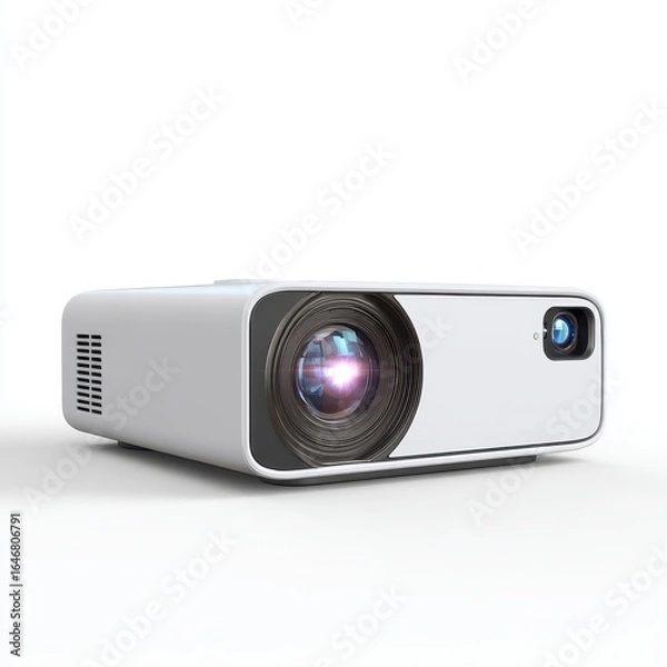 Obraz A white projector with a lens on it