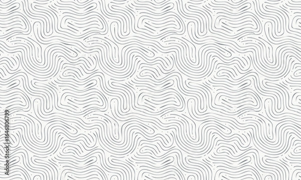 Fototapeta White Abstract Topography Seamless Line Pattern, Modern Vector Background