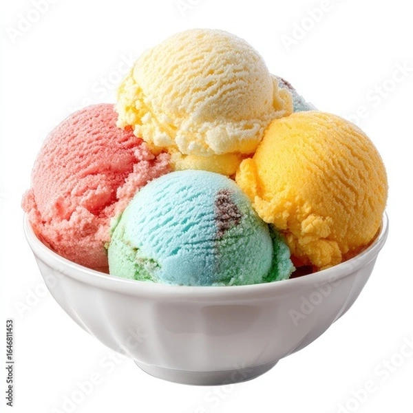 Obraz A bowl of ice creams with different flavors