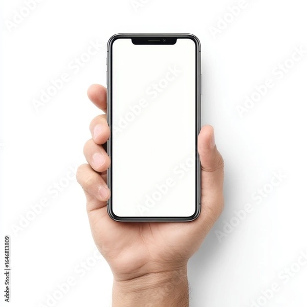 Obraz A person holding a cell phone with a blank screen