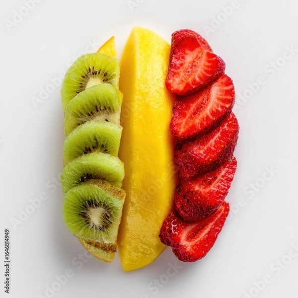 Fototapeta A white plate topped with sliced fruit and a banana