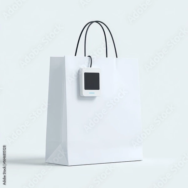 Obraz A white shopping bag with a smart phone
