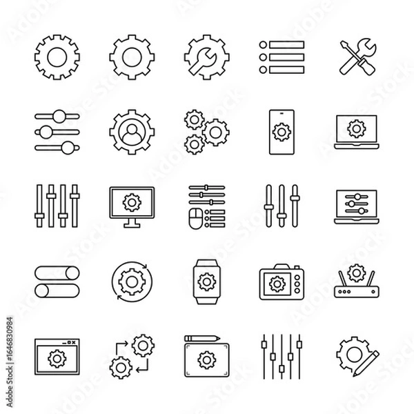 Obraz Setting line icon set