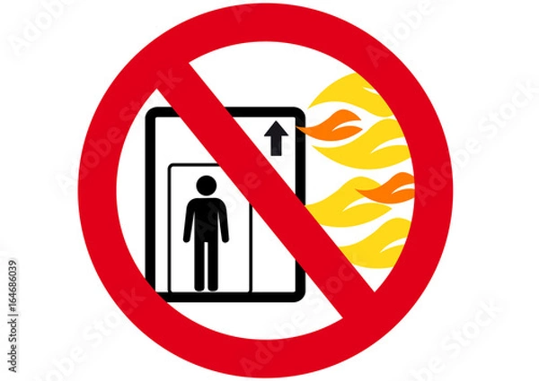 Obraz Schild Aufzug im Brandfall benutzen verboten