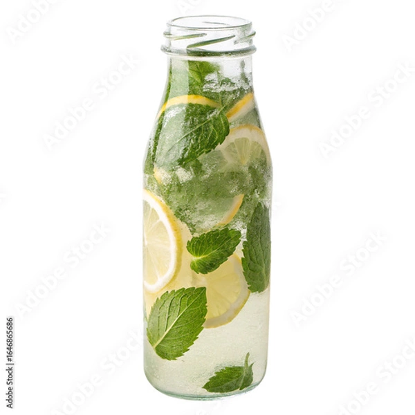 Obraz Bottle of Mint Lemonade Isolated on Transparent Background