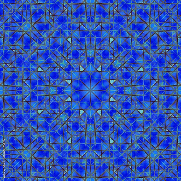 Fototapeta Seamless pattern in shades of blue for design, web, print, batik.