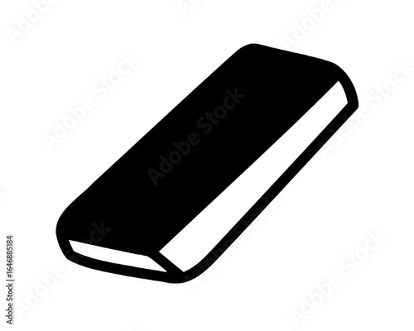 Fototapeta Simple Black and White Illustration of a Rectangular Eraser for School