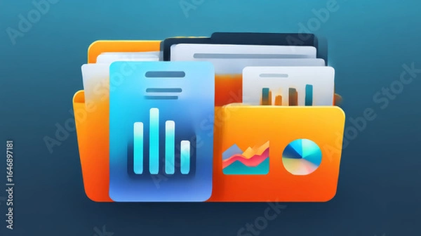Fototapeta Document Manager meticulously analyzes document metadata, visualizing trends with informative graphs and understanding document volume with exponential growth, to optimize information accessibility.