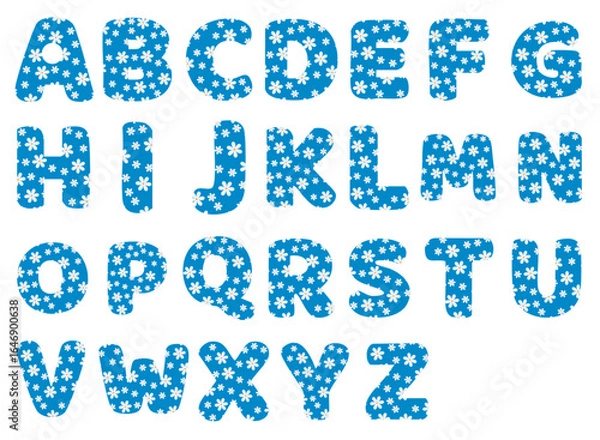 Fototapeta Sublimation Letters, Handcrafted xmas letters, Floral A to Z Lettering, Flora Typography Vector