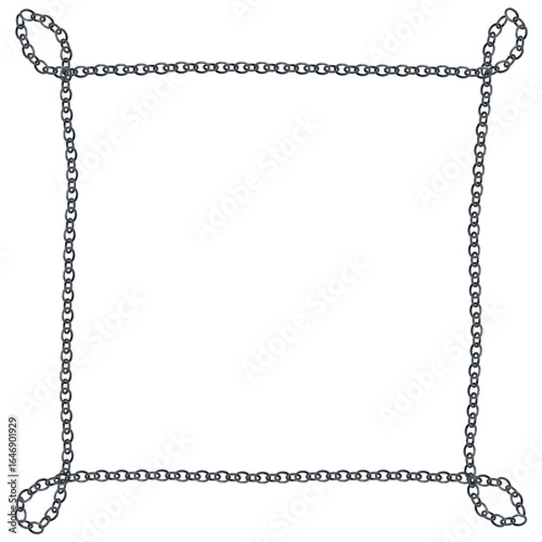 Fototapeta シルバーチェーンのコーナーカール四角フレーム
