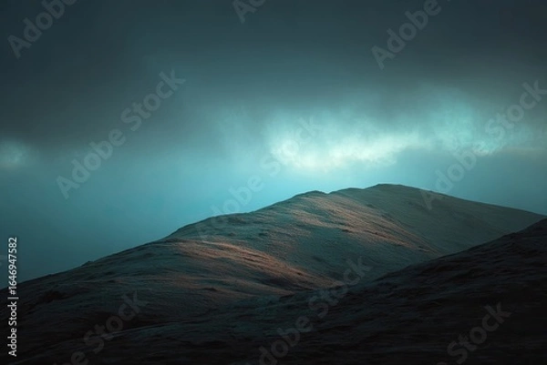 Obraz Misty mountain peak bathed in pale light