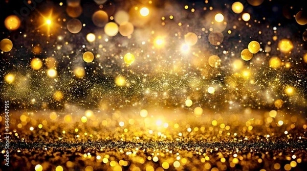 Fototapeta Sparkling Golden Bokeh Lights Background for Celebration and Festive Events