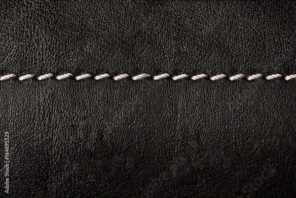 Obraz Black leather texture background with white seams