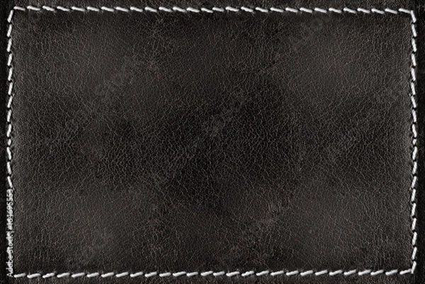 Obraz Black leather texture background with white seams