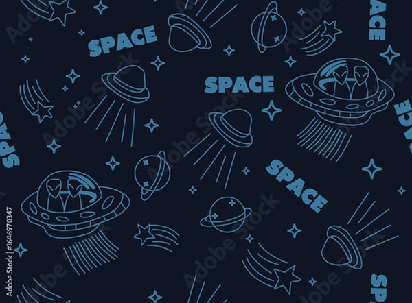 Fototapeta stock photo cute space seamless pattern for kids with text alphabet and star design texture wallpaper 