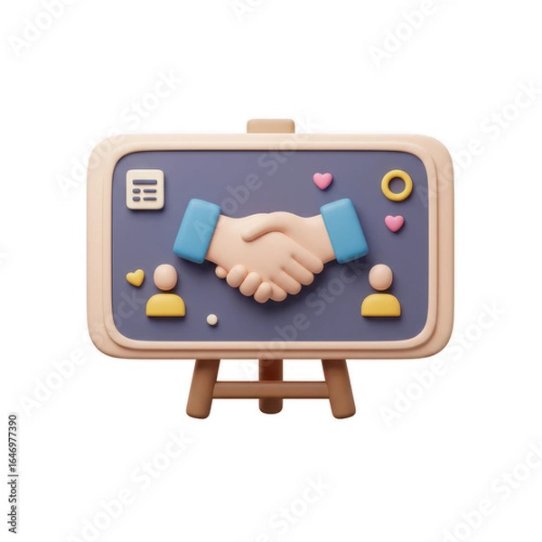 Fototapeta Handshake Agreement Board On A Transparent Background Depicting Business Partnership Concept