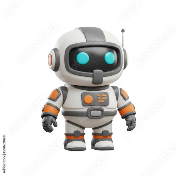 Fototapeta Cartoon 3D Rendering Of A Cute Robot Astronaut On Transparent Background