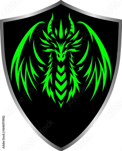 Obraz dragon shield vector illustration silhouette