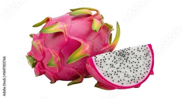 Obraz Isolated dragon fruit with slice