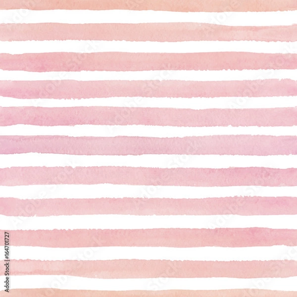 Fototapeta Hand painted seamless watercolor pattern with horizontal strokes on the white background