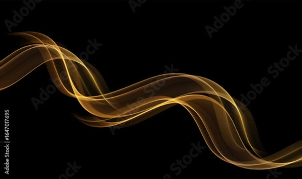 Fototapeta Abstract shiny transparent gold wave design element