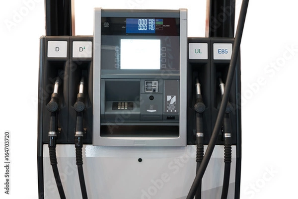 Fototapeta Automatic refueling complex isolated on white