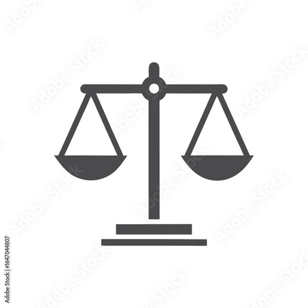 Fototapeta Justice Balance Scales Silhouette Gray Flat Icon on White Background