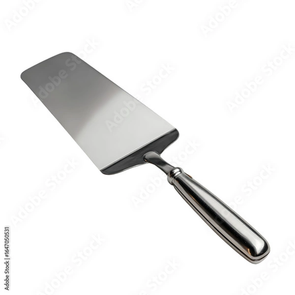 Fototapeta A sleek stainless steel cake spatula with an ergonomic handle perfect for serving and slicing cakes or pies. A must-have tool in every kitchen.