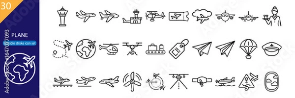 Obraz 30 Plane Vector Icons – Modern Line Icon Set