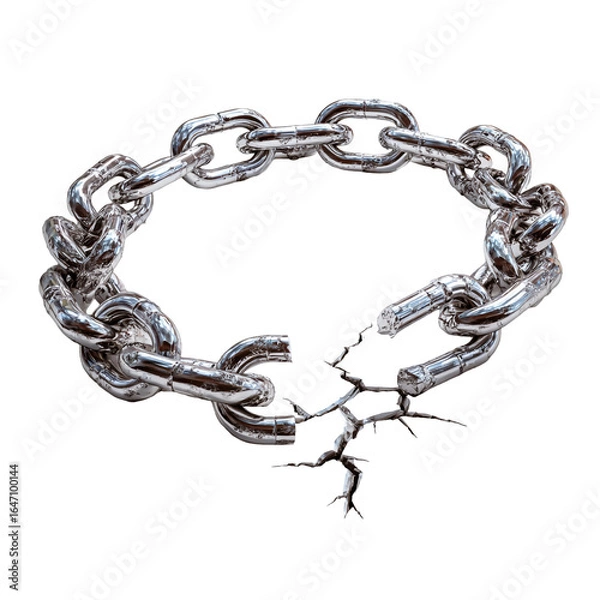 Fototapeta Broken metal chain link isolated on transparent background